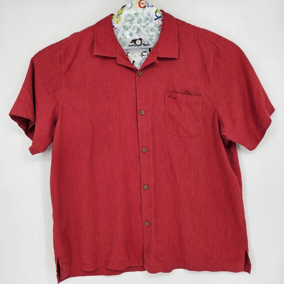 Tommy Bahama Other - Tommy Bahama Shirt Mens XXL Silk Camp Maroon Hawaiian Button Up Short Sleeve‎